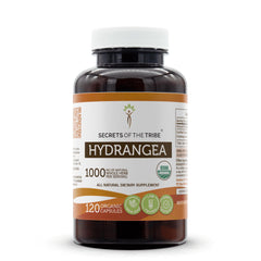 Secrets of the Tribe Hydrangea capsules bottle with USDA Organic certification for clean sourcing