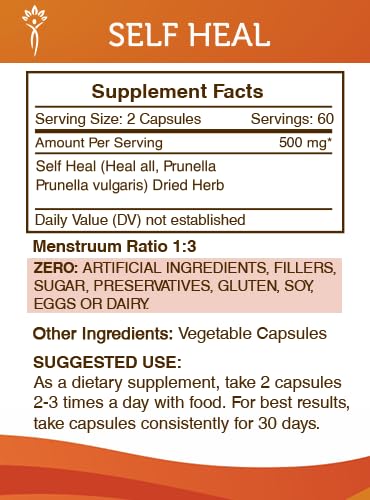 Secrets of the Tribe Self Heal label—100% natural ingredients and purity emphasized.