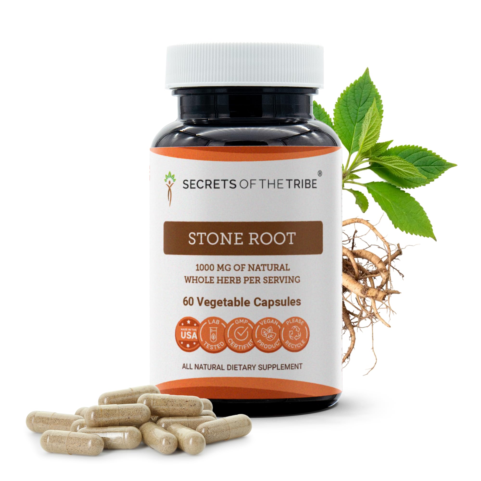 Secrets of the Tribe Stone Root bottle for easy daily wellness.