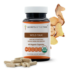 Secrets of the Tribe Wild Yam bottle with capsules, vegan and USDA Organic.