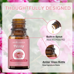 Sedbuwza amber glass bottle protecting Peony Oil’s aroma and quality.