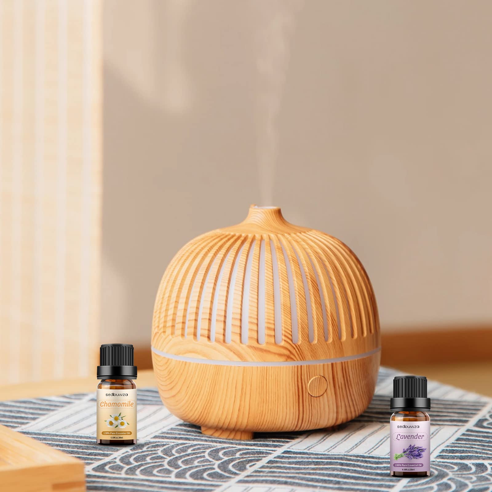 Sedbuwza diffuser scene with lavender and chamomile oils for room aroma