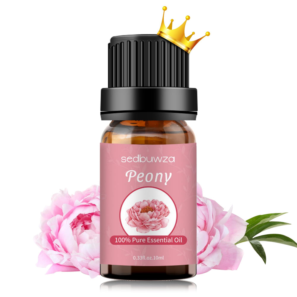 Sedbuwza Peony Essential Oil bottle showing pure fragrance for diffusers.