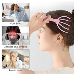 Seddy scalp massager blue in use during shower routine.