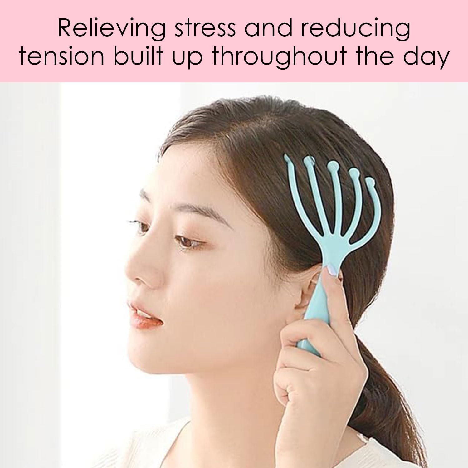 Seddy scalp massager pink handle for convenient at-home head and neck relief.