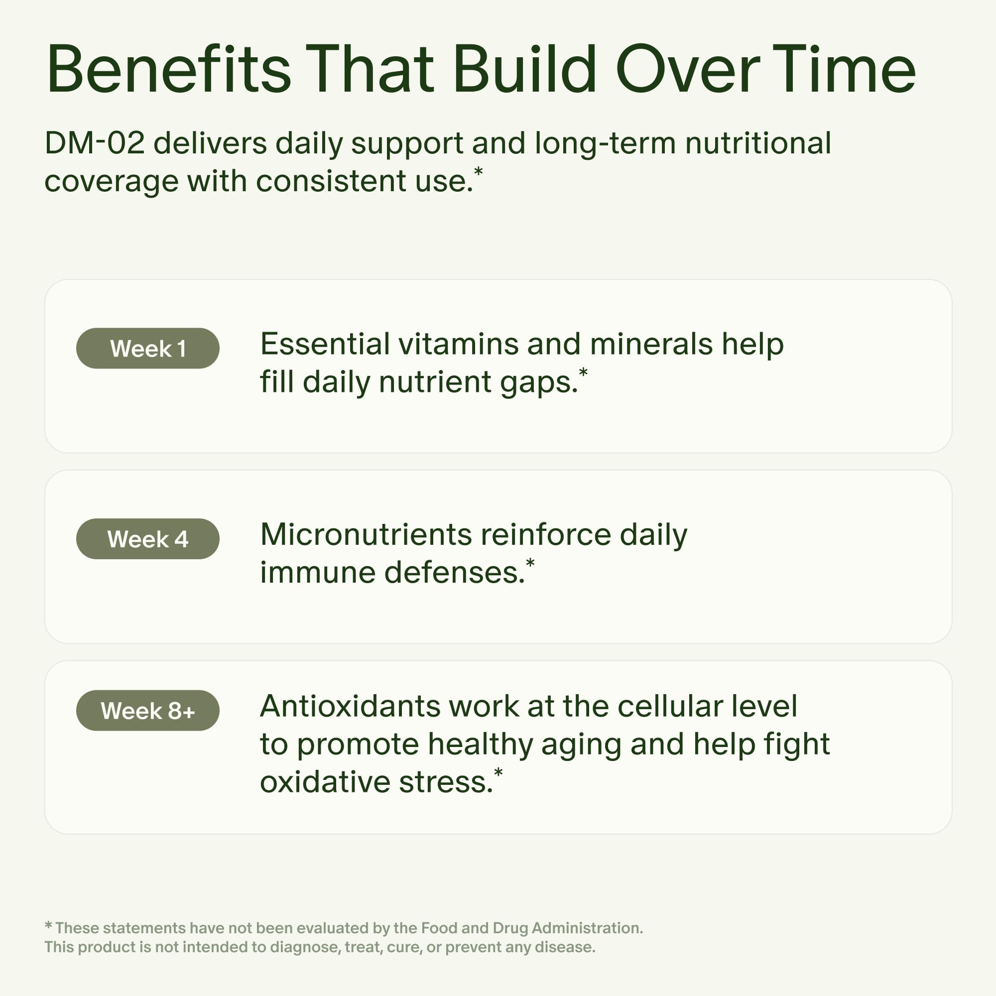 Seed DM-02 capsules with food pairing, supporting consistent daily intake