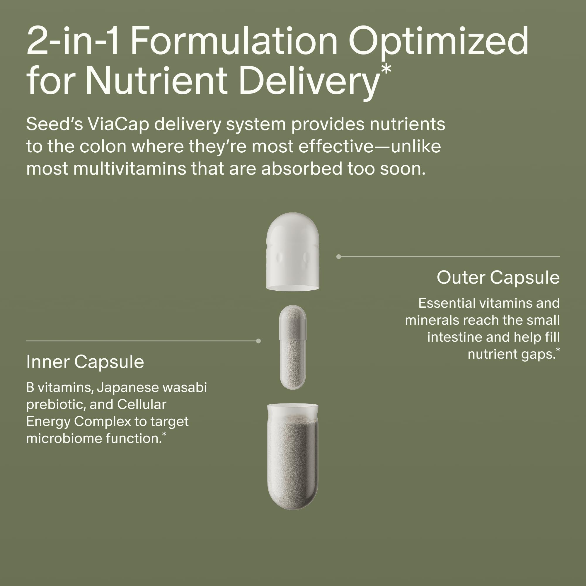 Seed DM-02 ingredients label close-up highlights vitamins and minerals included