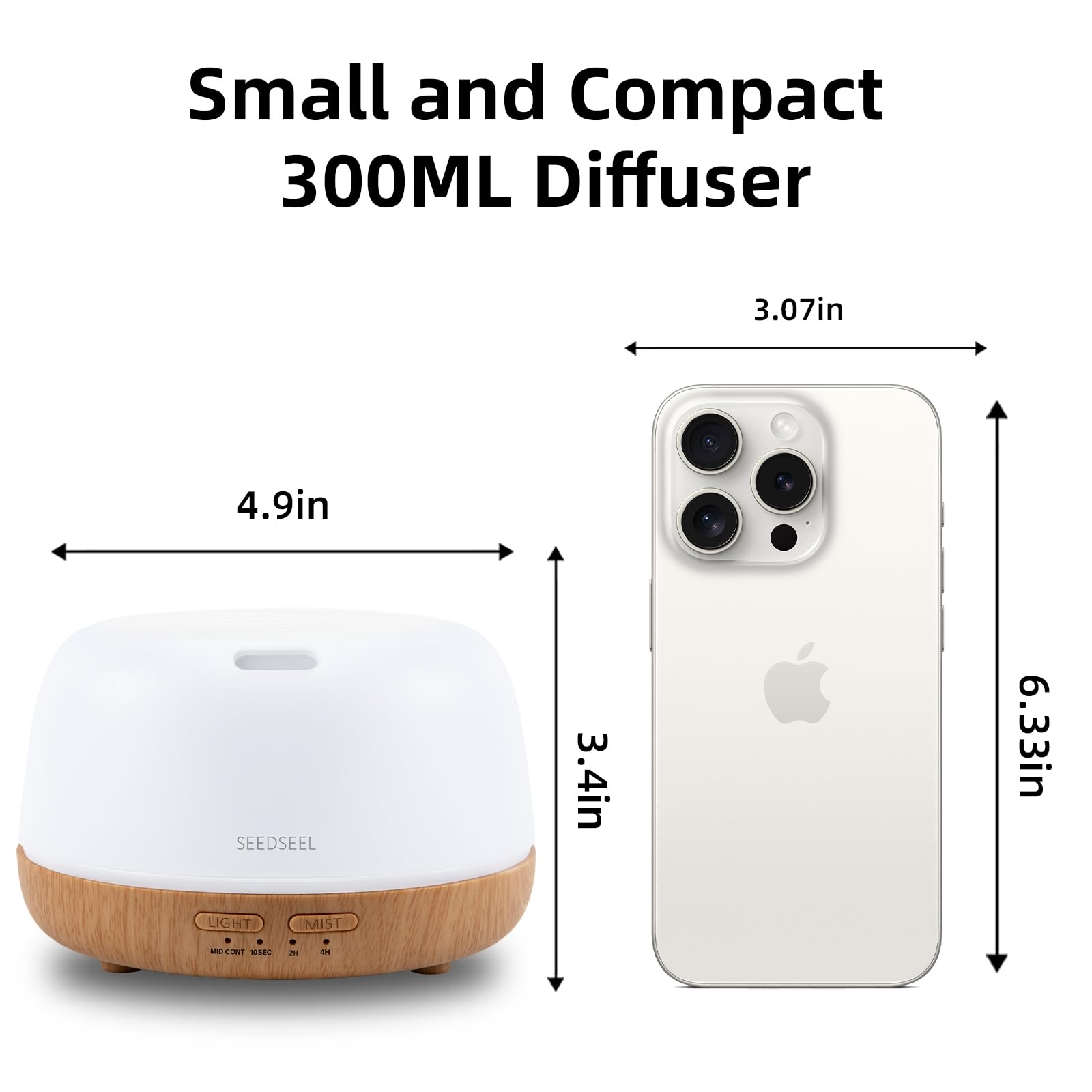 SEEDSEEL diffuser showing 7-color LED lighting for ambience