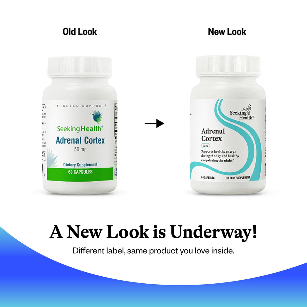 Seeking Health Adrenal Cortex packaging emphasizing safety and quality