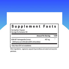 Seeking Health Ashwagandha capsules closeup highlighting 467 mg per capsule