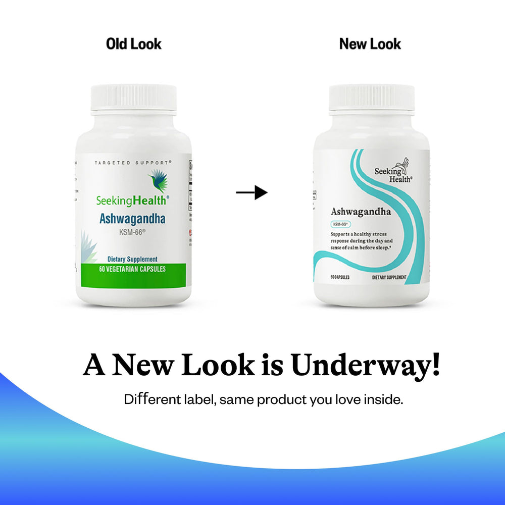 Seeking Health Ashwagandha hero shot highlights adaptogen benefits for balance