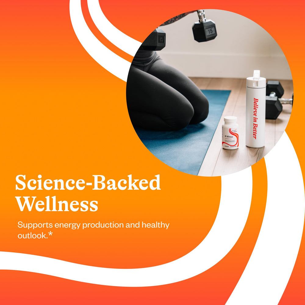 Seeking Health B-Minus label closeup shows folate-free design for sensitive needs.