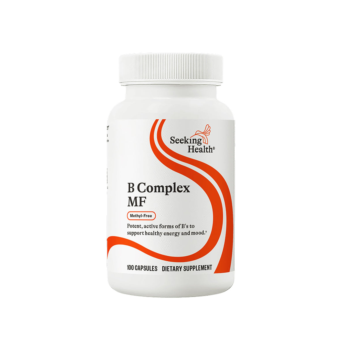 Seeking Health B Complex MF bottle front view supports daily energy and wellness.