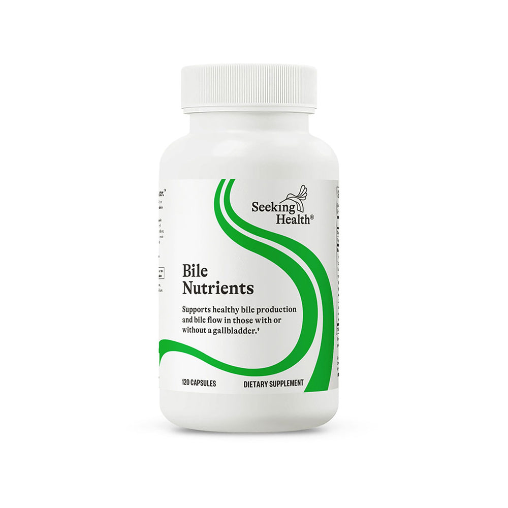 Seeking Health Bile Nutrients bottle supports digestion and bile flow after meals.