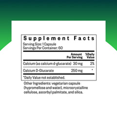 Seeking Health Calcium D-Glucarate capsules closeup highlighting daily metabolism support.