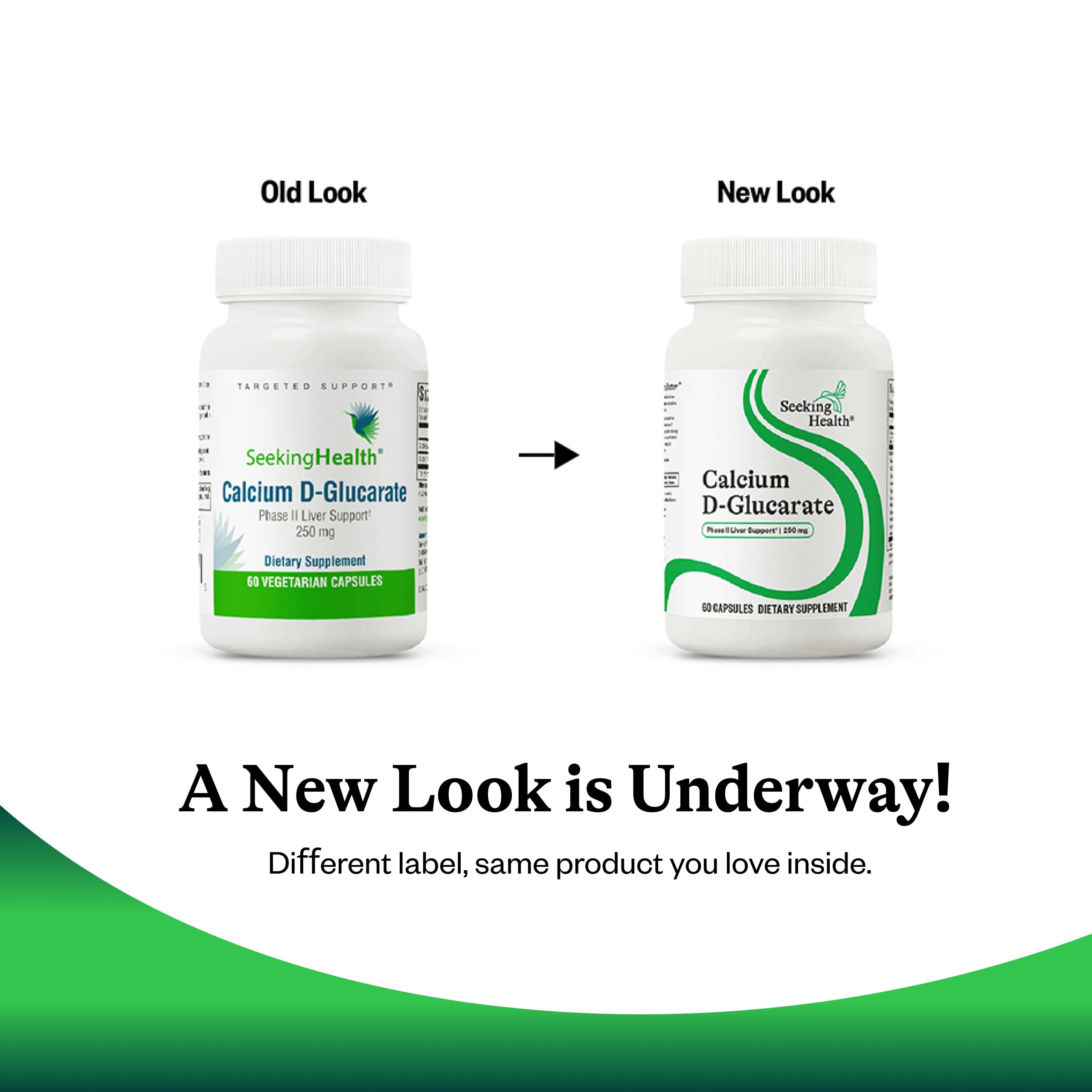Seeking Health Calcium D-Glucarate product image on shelf with GMO-free credentials.