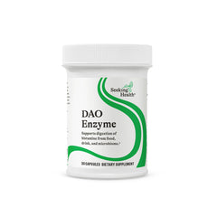 Seeking Health DAO Enzyme bottle ready for pre-meal histamine support.