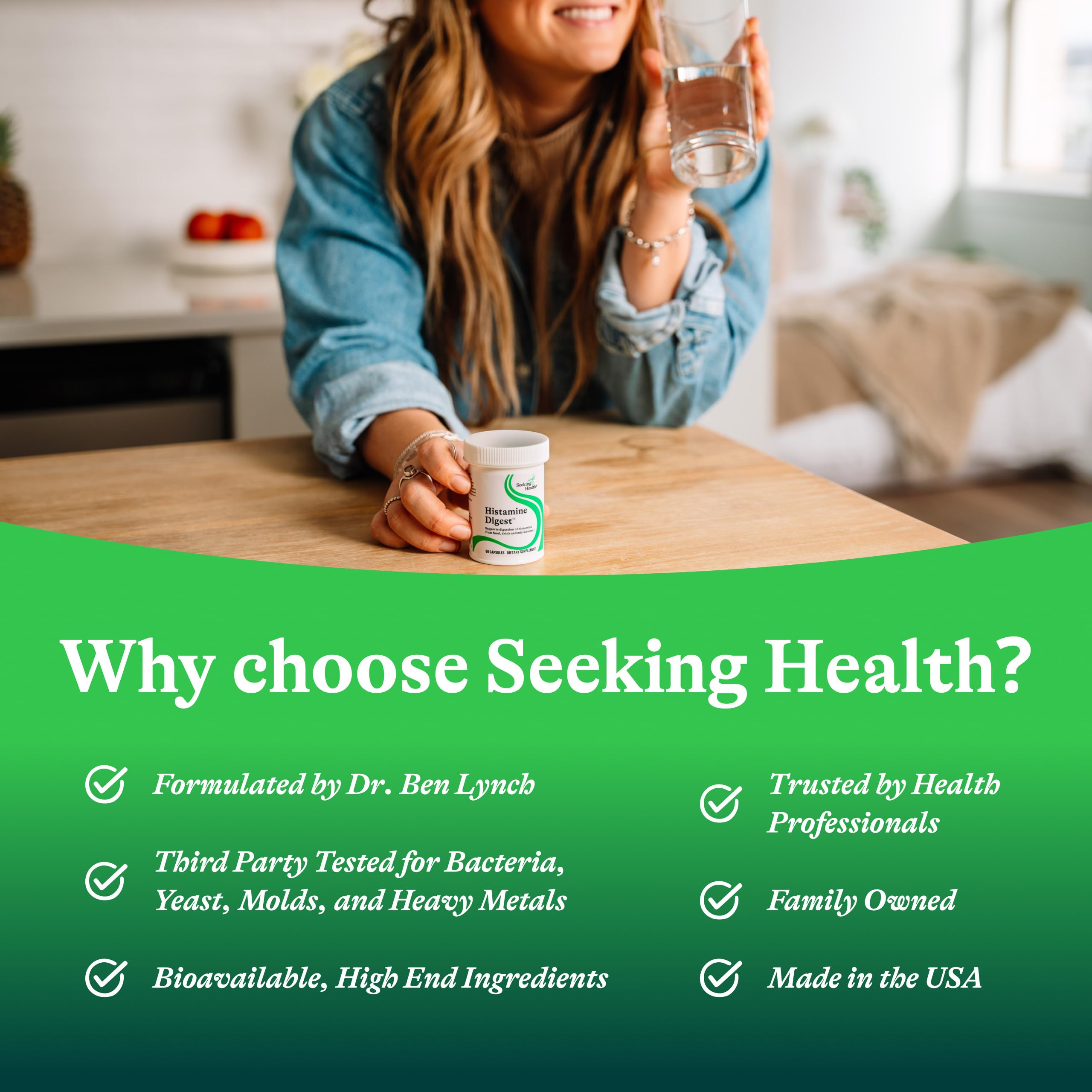 Seeking Health DAO Enzyme dosage instruction shows pre-meal use