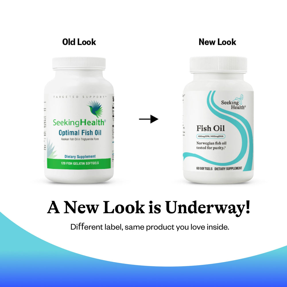 Seeking Health fish oil softgels deliver 900 mg EPA+DHA per serving