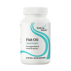 Seeking Health fish oil softgel bottle for daily omega-3 support