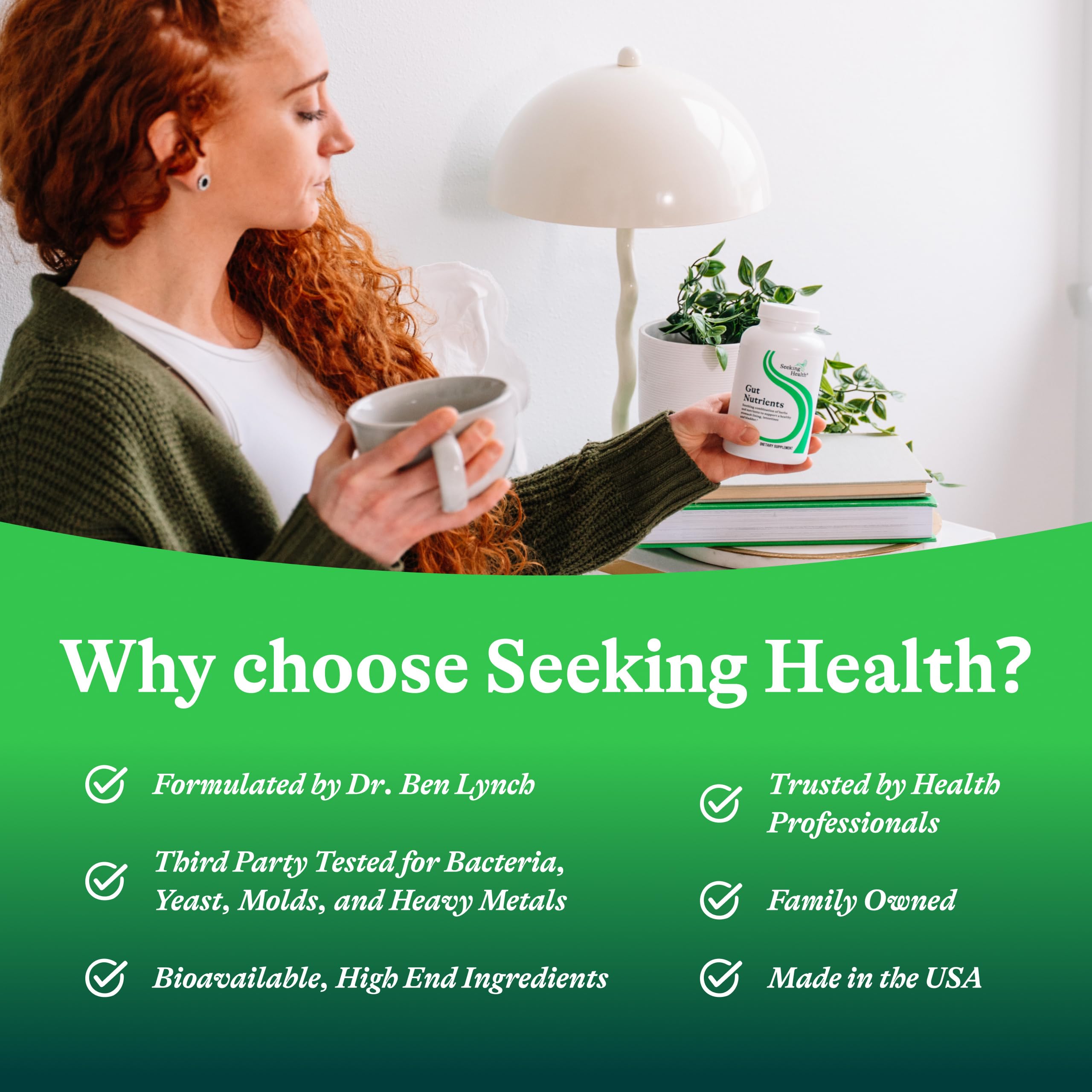 Seeking Health Gut Nutrients ingredients blend includes marshmallow root, licorice, aloe.