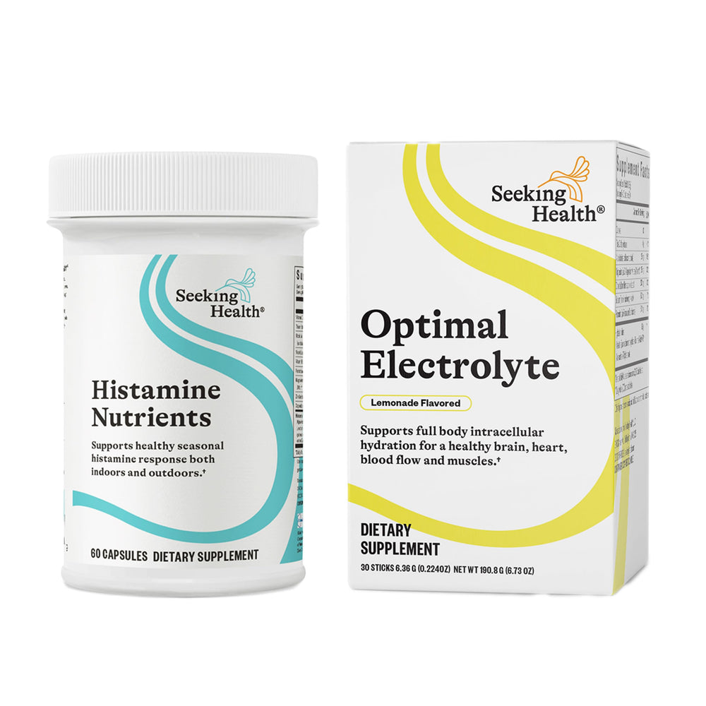 Desk setup with Seeking Health Histamine Nutrients for daily routine