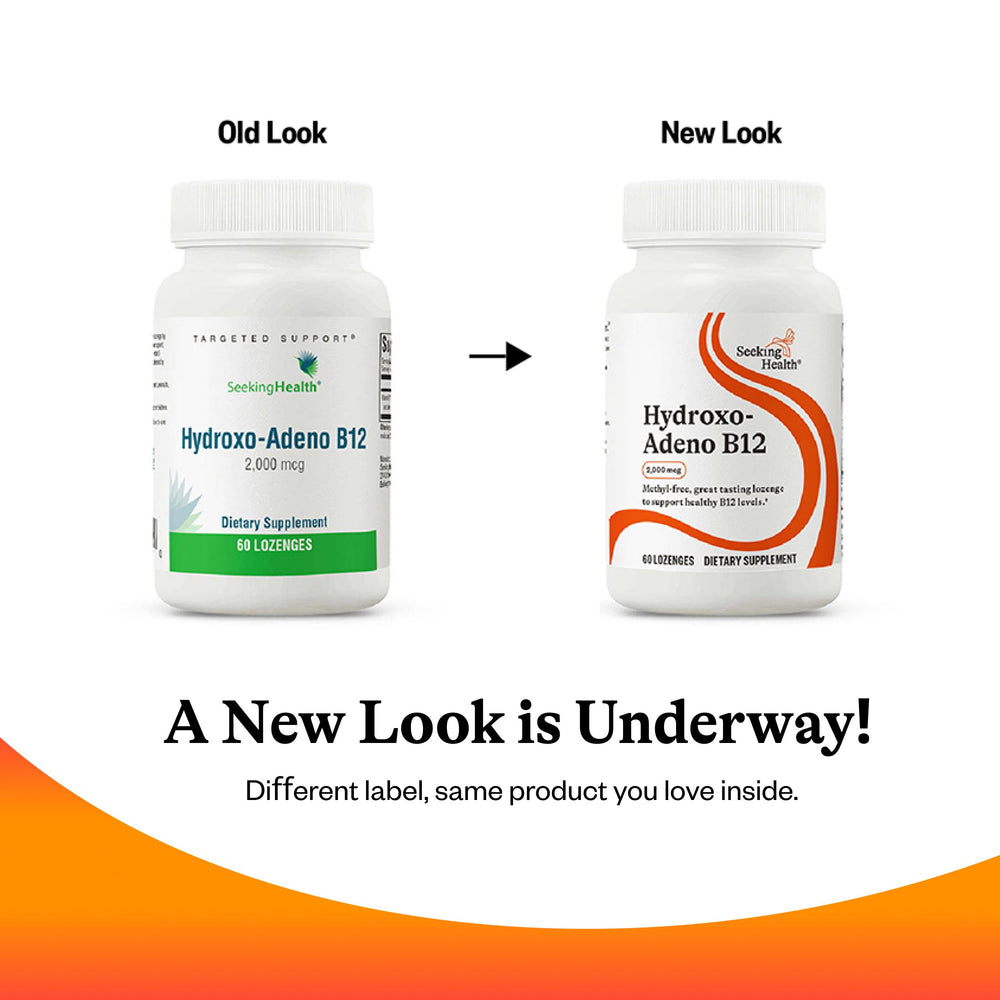 Seeking Health Hydroxo-Adeno B12 on desk supports focus.