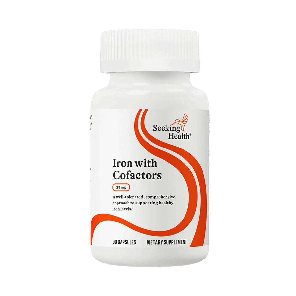 Seeking Health Iron with Cofactors bottle front highlighting gentle iron formula for daily support