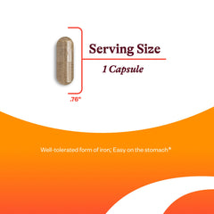 Label detail shows cofactors like vitamin C for iron metabolism support