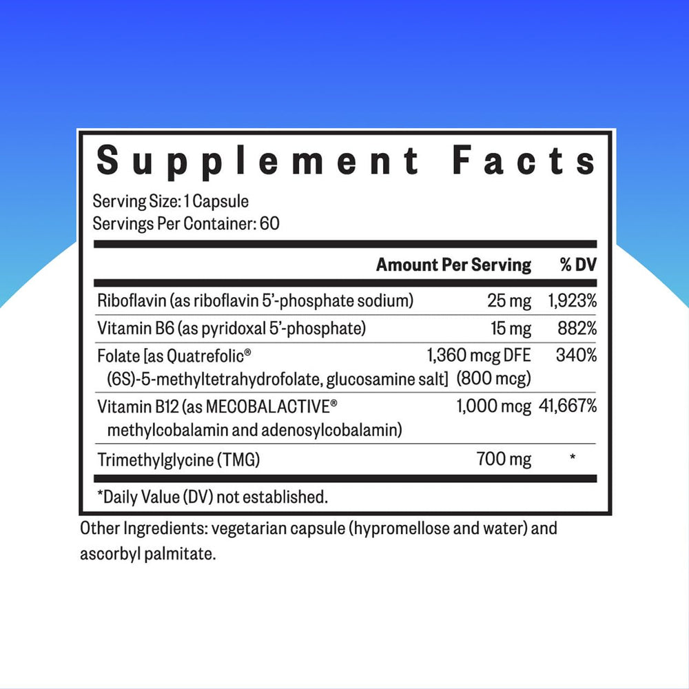 Close up of L-Methylfolate capsules from Seeking Health for methylation support