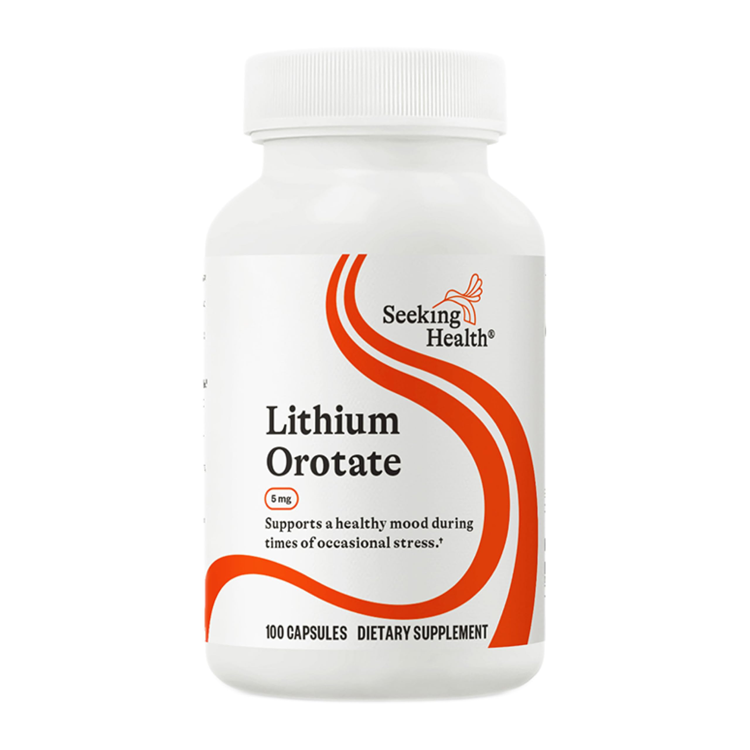 Seeking Health Lithium Orotate bottle with label indicating brain health support
