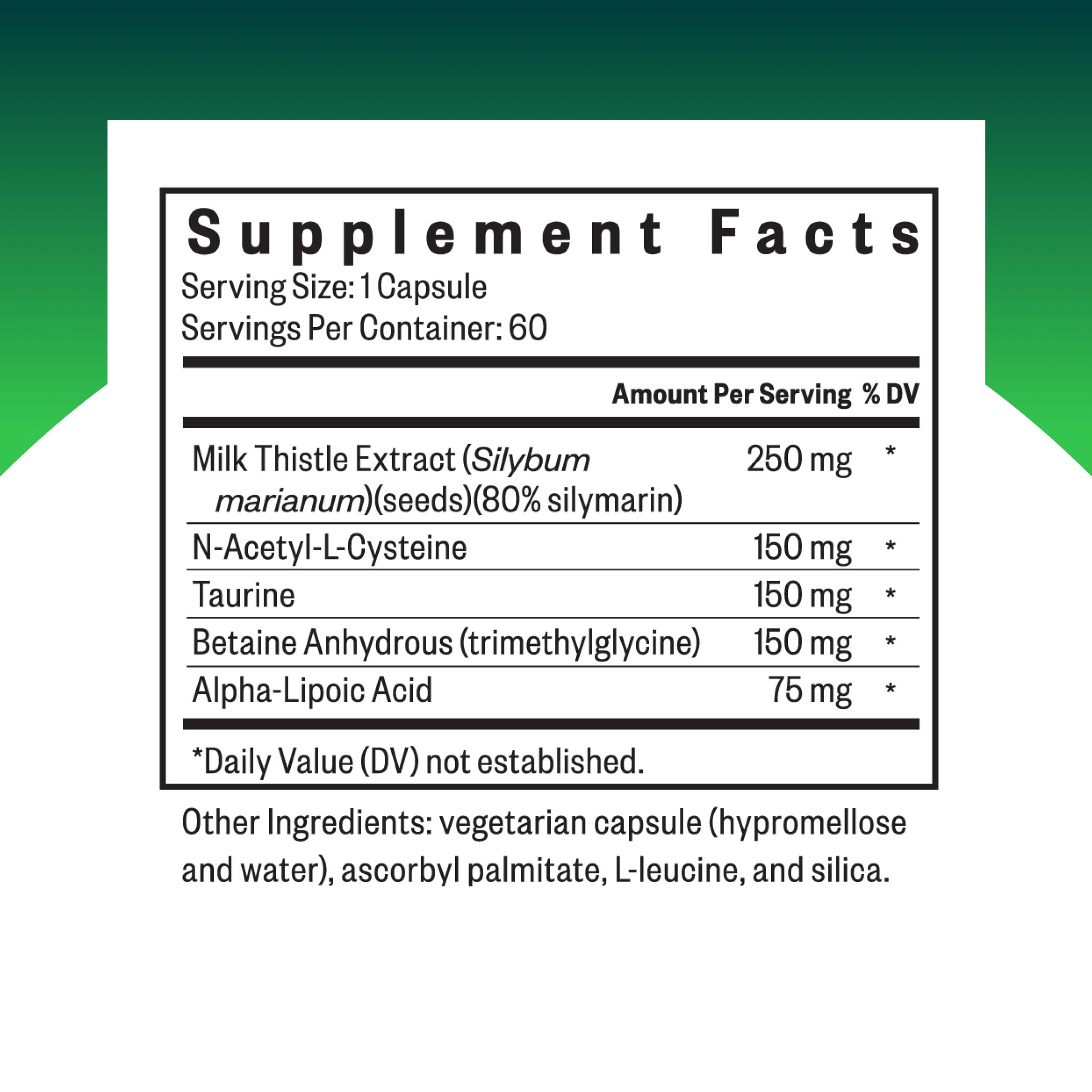 Seeking Health Liver Nutrients capsules close-up; supports liver cell function