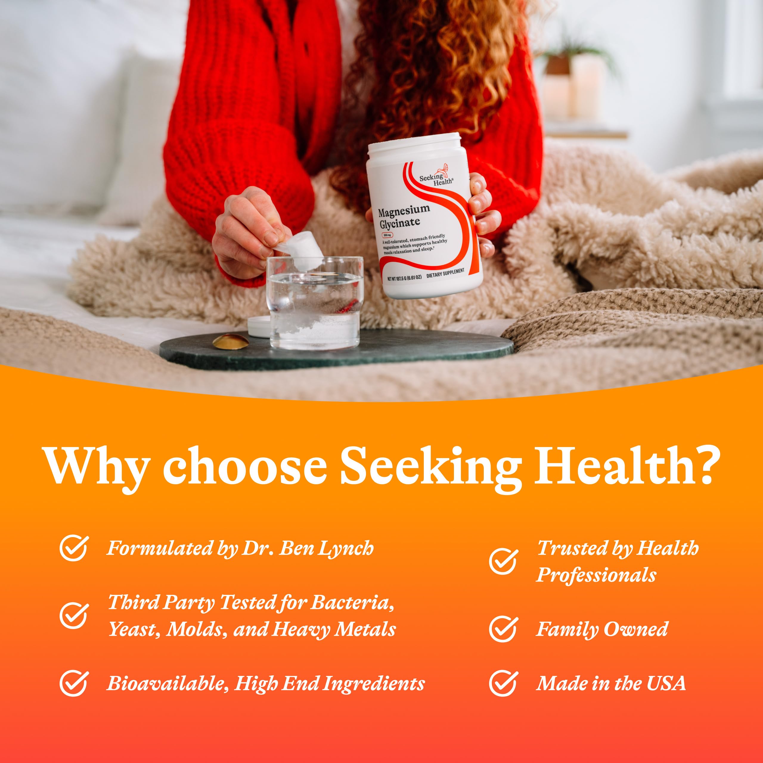 Seeking Health magnesium glycinate powder glass with a clear daily use.
