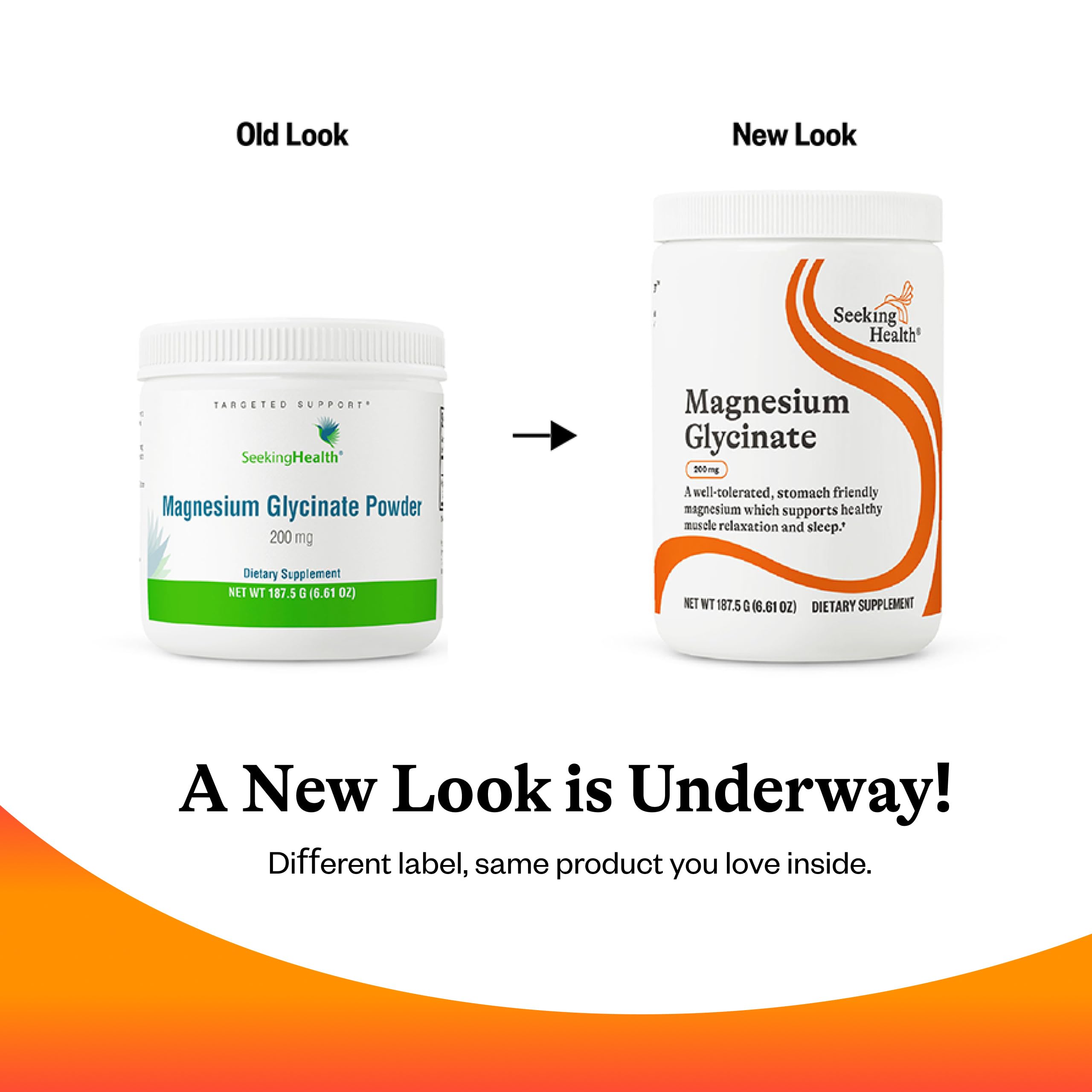 Seeking Health magnesium glycinate powder ingredients panel notes vegetarian formulation.