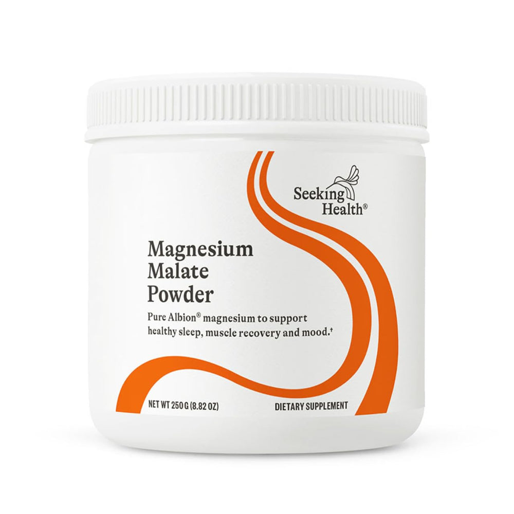 Seeking Health magnesium malate powder tub for daily wellness.