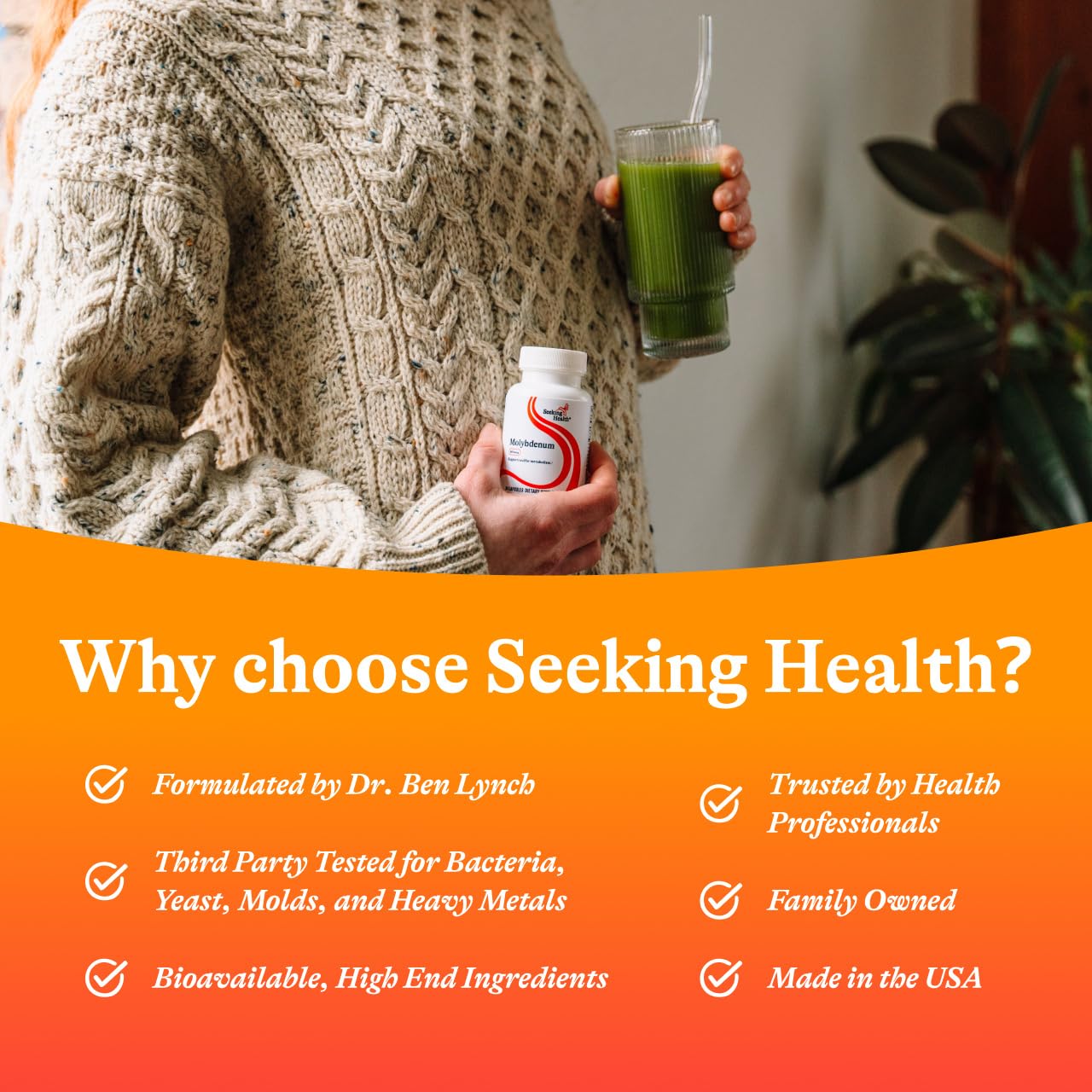 Seeking Health Molybdenum vegan capsules ready for daily use and lifestyle support