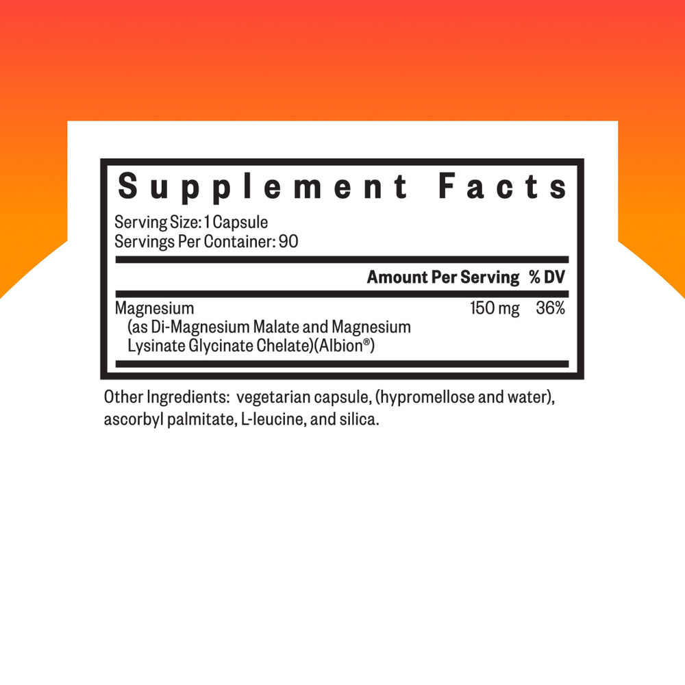 Seeking Health Optimal Magnesium bottle label highlighting allergen-free formula for safe use.