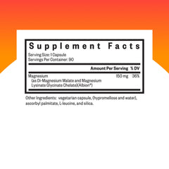 Seeking Health Optimal Magnesium bottle label highlighting allergen-free formula for safe use.