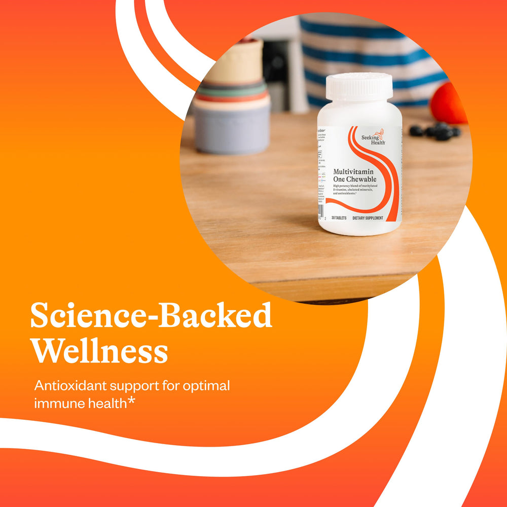 Seeking Health Optimal Multivitamin Chewable vitamin B12 and D3 content supports daily energy.