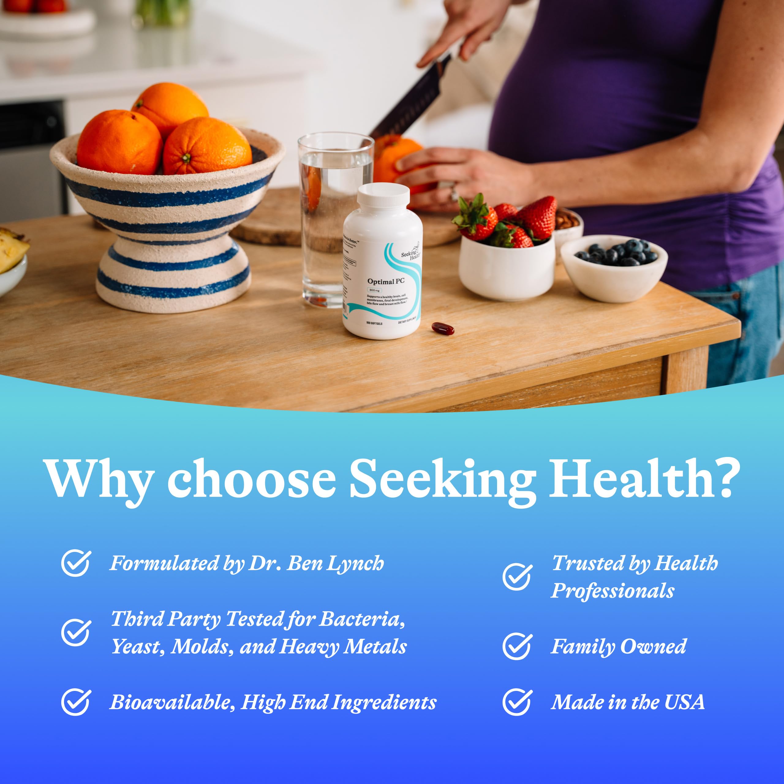 Daily-use image showing a softgel taken with a meal.