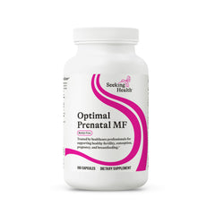 Seeking Health Optimal Prenatal MF bottle with capsules for digestive and immune support.