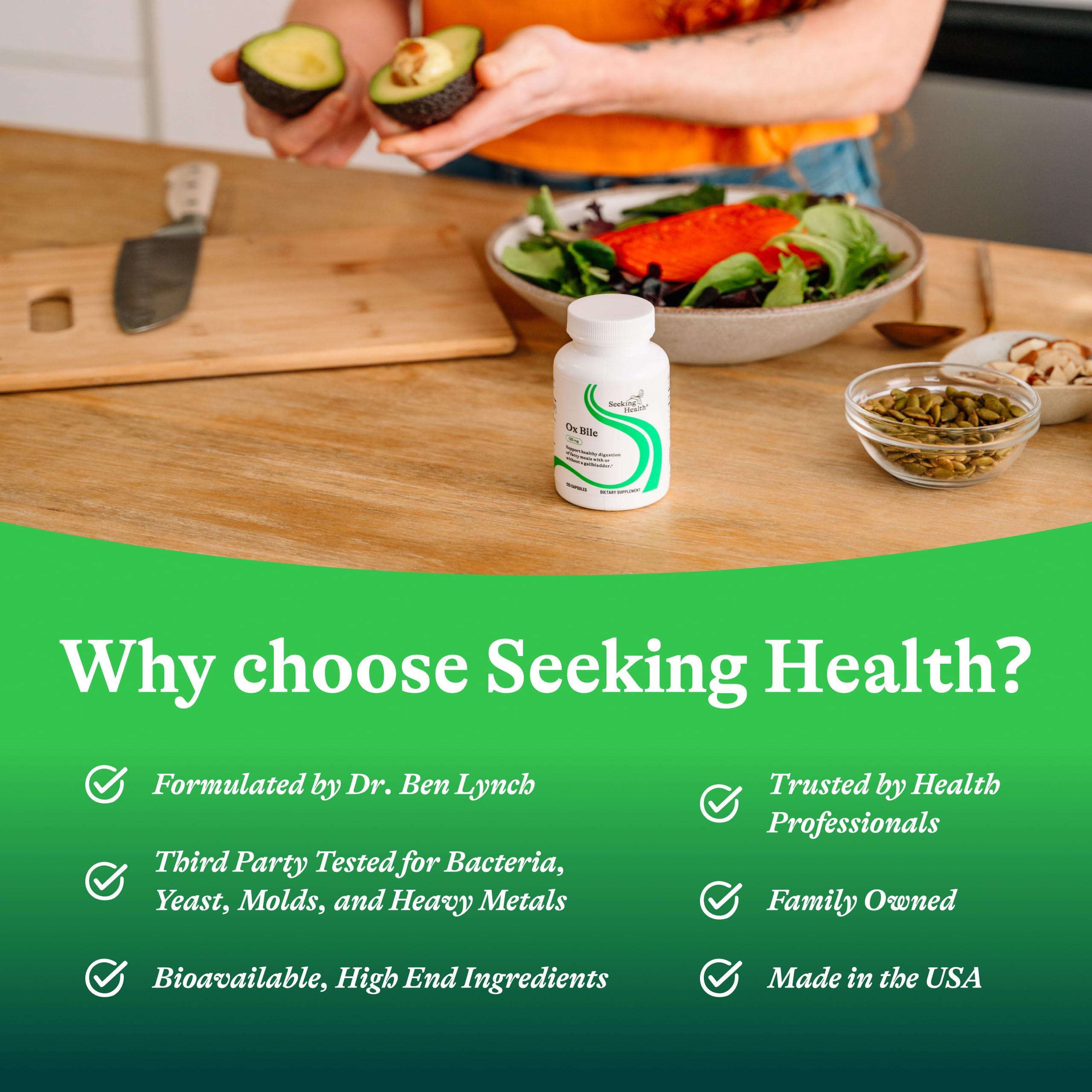 Seeking Health Ox Bile allergen-free formula ideal for sensitive diets.