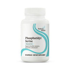 Seeking Health phosphatidyl serine bottle with capsules for daily brain support.