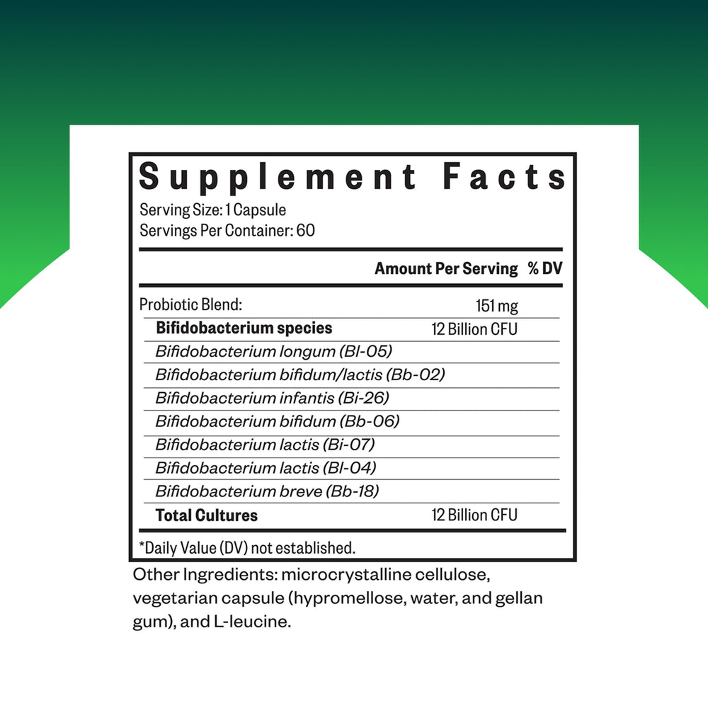 Seeking Health ProBiota Bifidobacterium capsules visible, pure bifidobacteria for gut and immune support.
