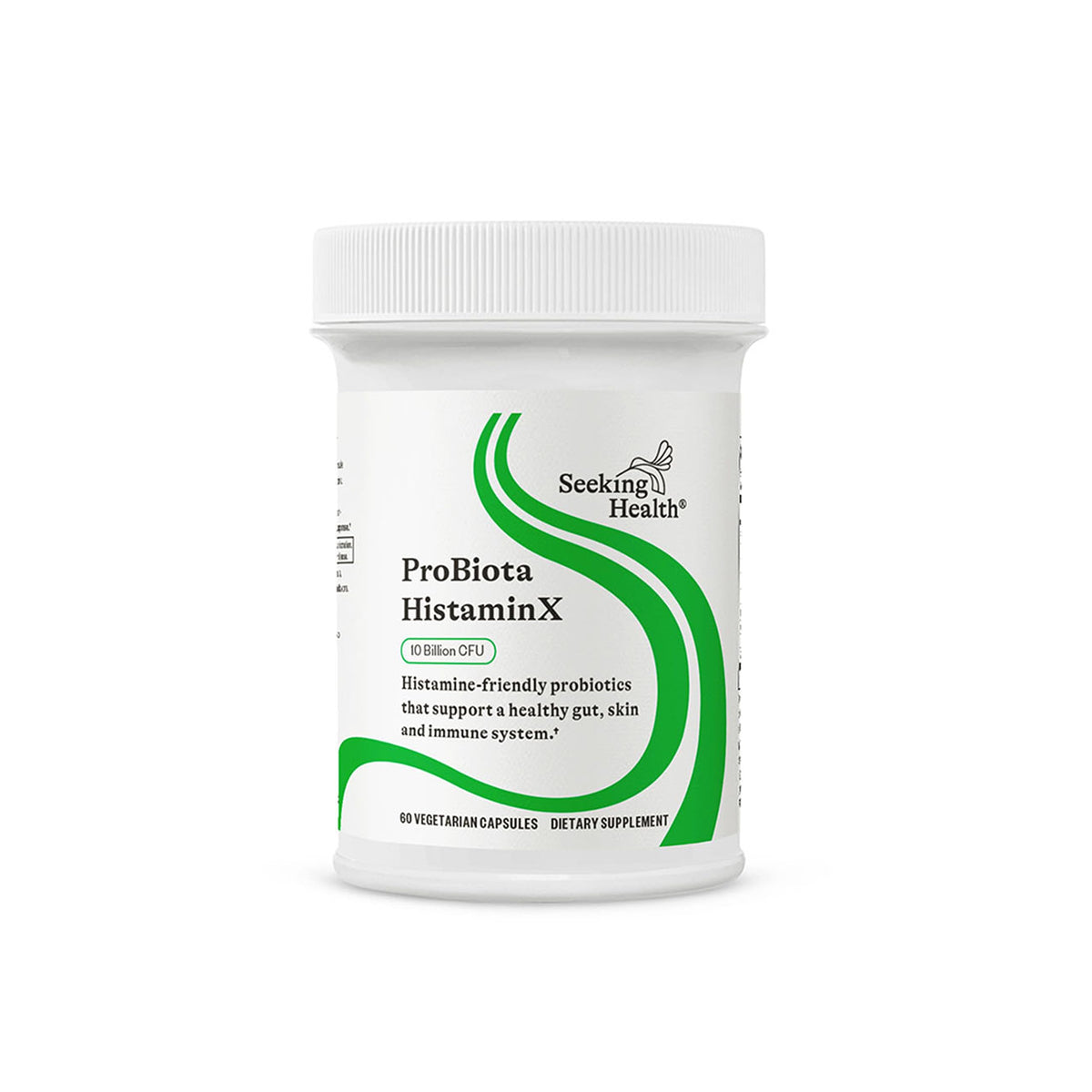 Seeking Health ProBiota HistaminX bottle front for gut support and probiotic clarity.