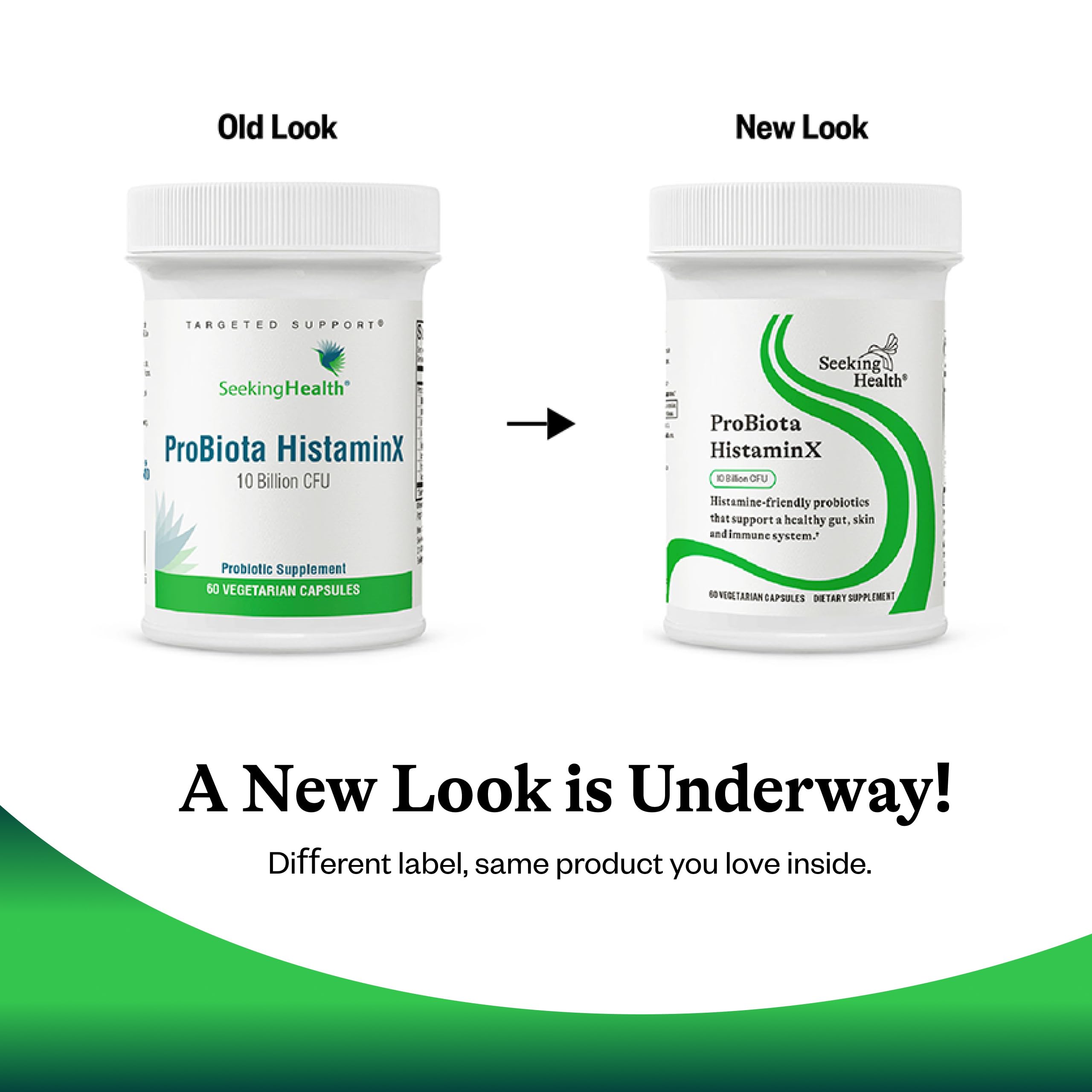 Seeking Health HistaminX digestive tract graphic conveys histamine balance support.