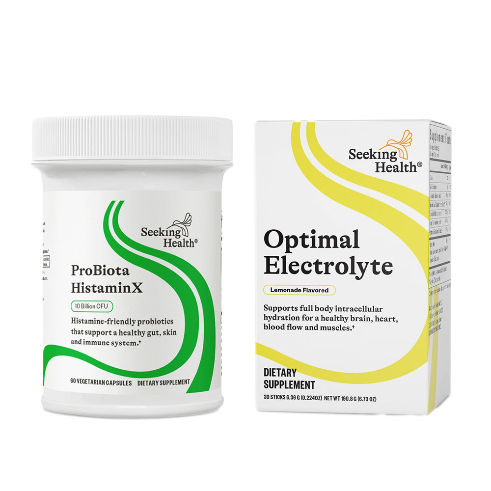 Seeking Health HistaminX packaging ethics seal denotes quality-focused production.
