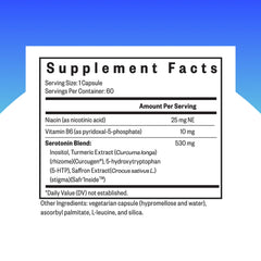 Seeking Health Serotonin Nutrients pill closeup — contains 5-HTP and saffron extract.