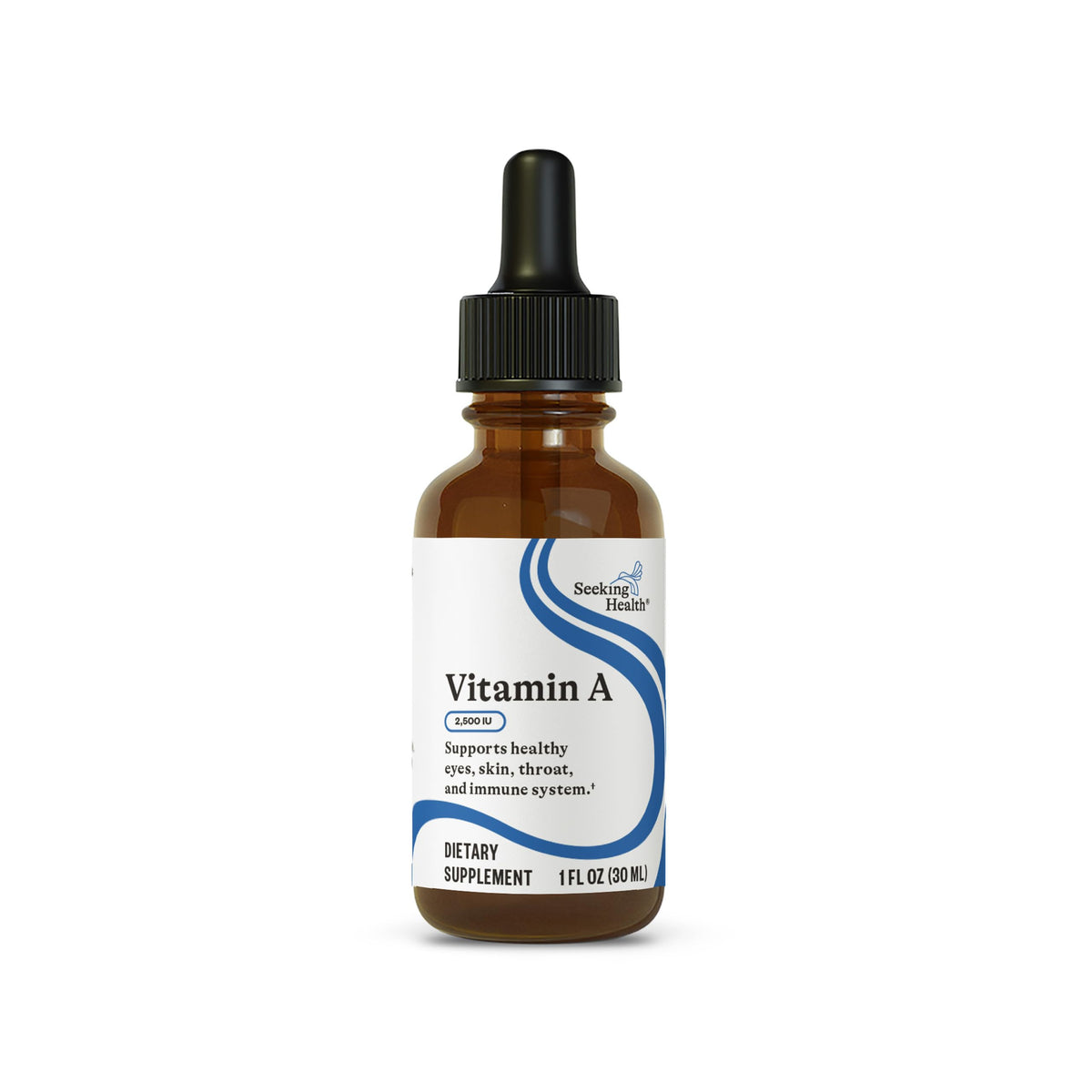 Seeking Health Vitamin A Drops bottle highlighting eye health support
