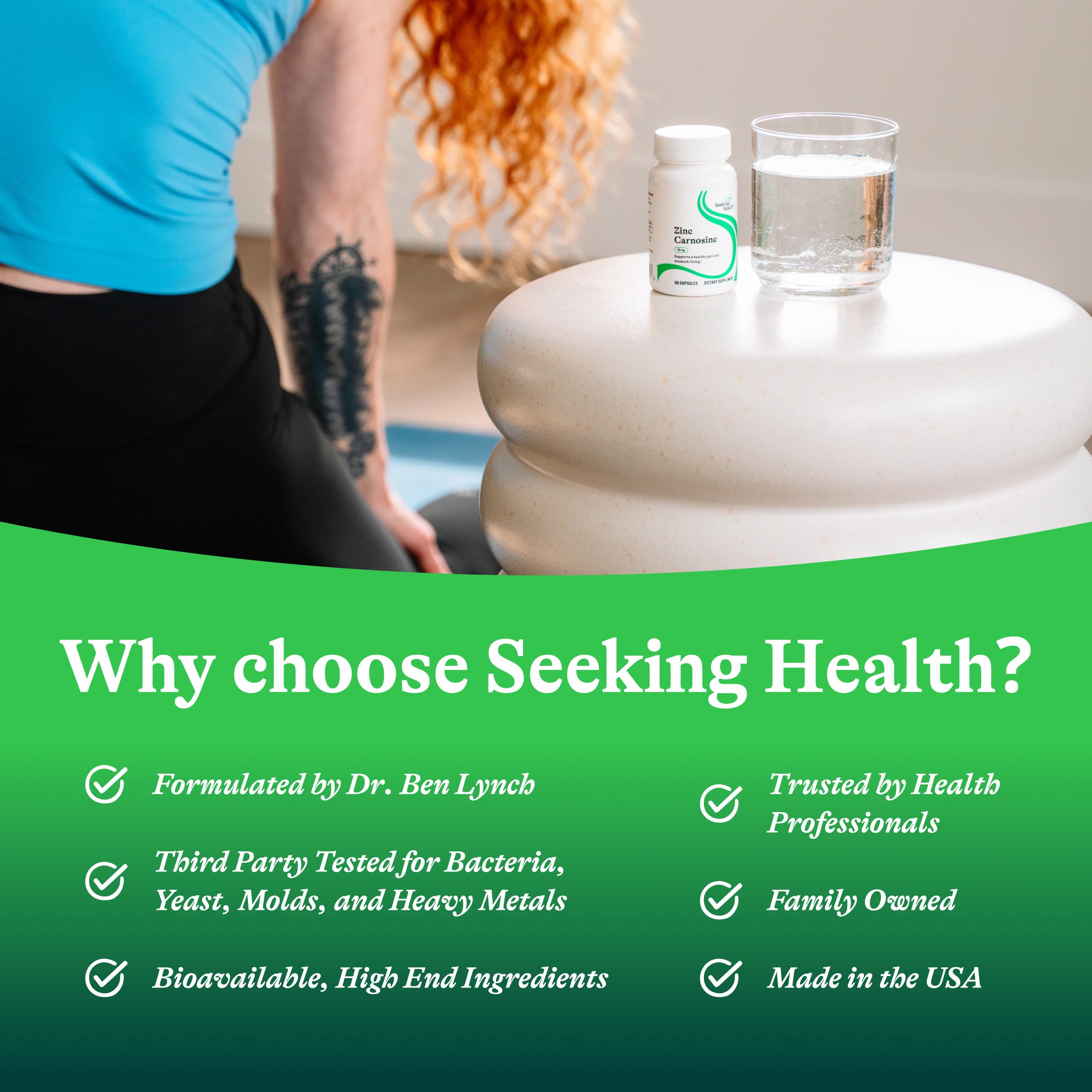 Seeking Health Zinc Carnosine allergen-free packaging detail.